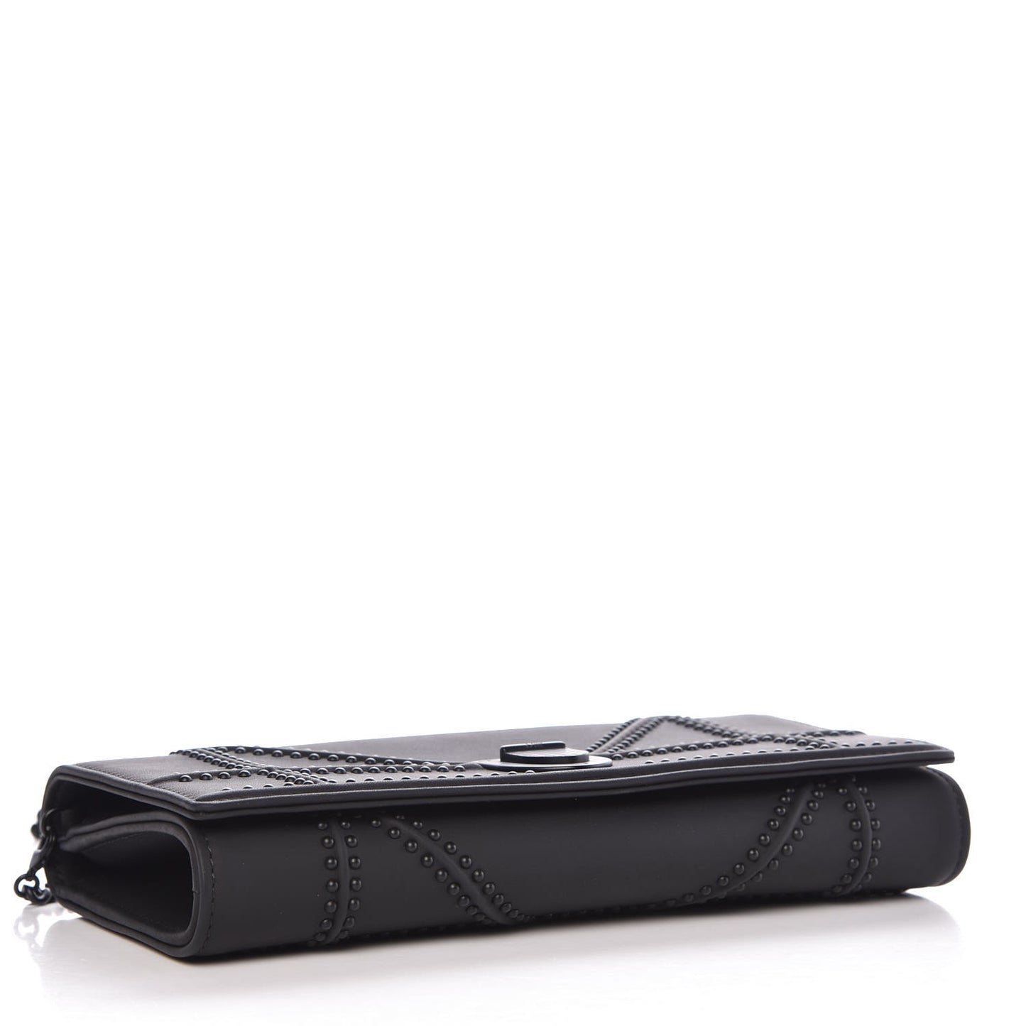 Ultra Matte Calfskin Studded Diorama Croisiere Chain Wallet Black