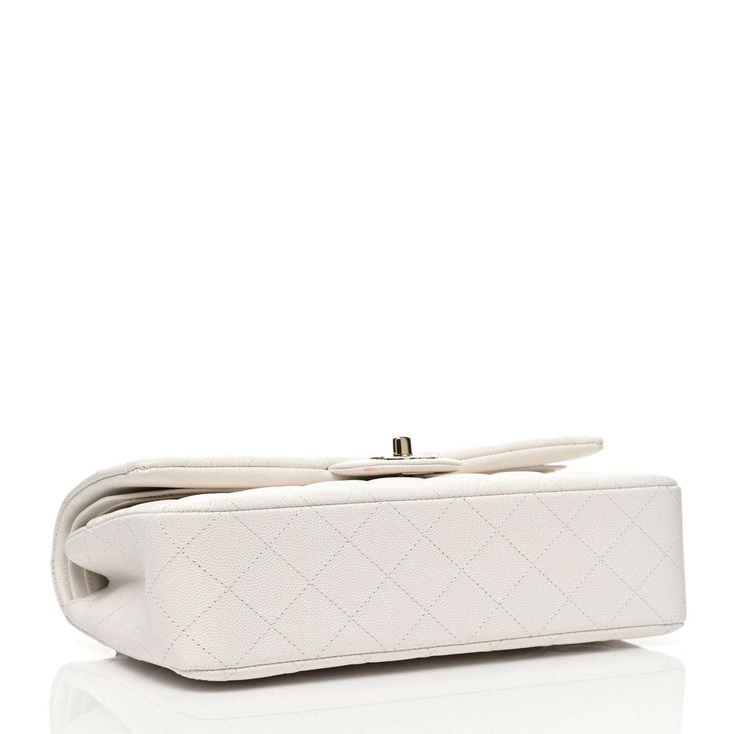 Caviar Quilted Medium Double Flap White
