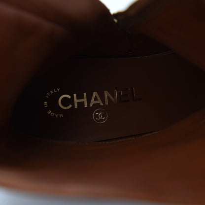Chanel Calfskin CC Logo Mid Calf Boots 38 Caramel 6 of 20
