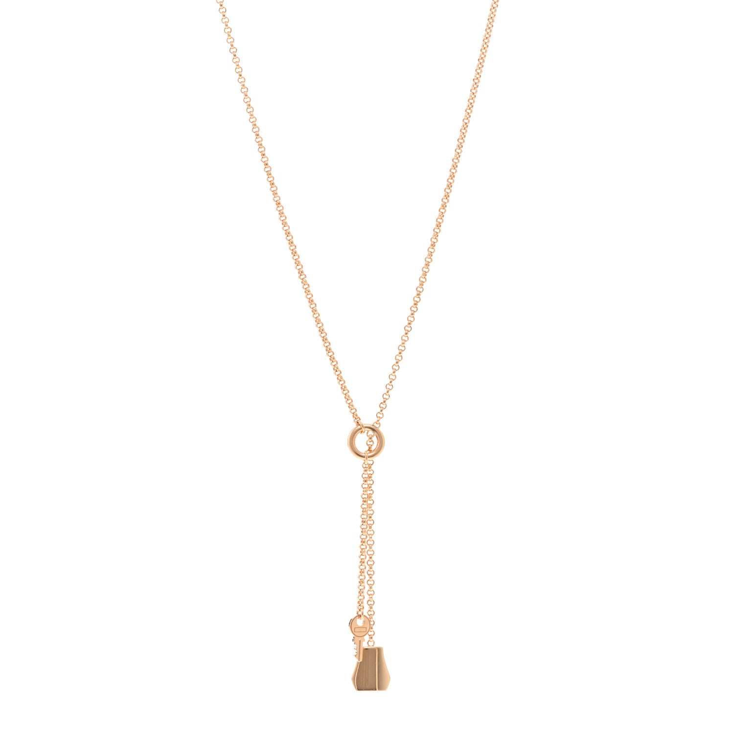 Hermes 18K Rose Gold Kelly Clochette Necklace 1 of 5