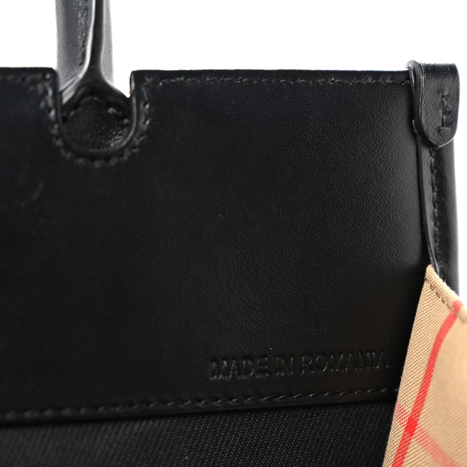 Burberry Calfskin House Check Mini Two Handle Title Bag Black 7 of 12