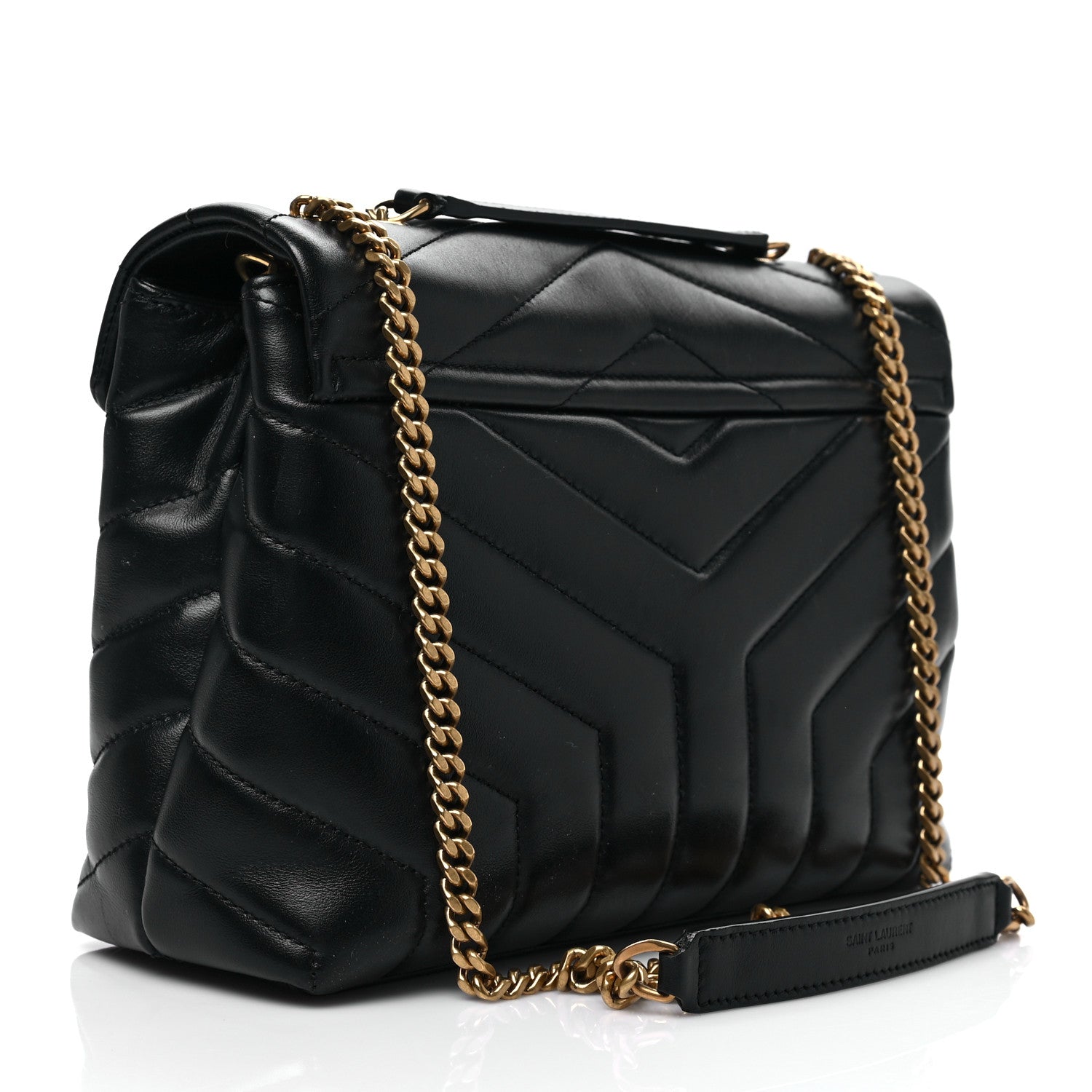 Saint Laurent Calfskin Y Quilted Monogram Small Loulou Chain Satchel Black 3 of 7