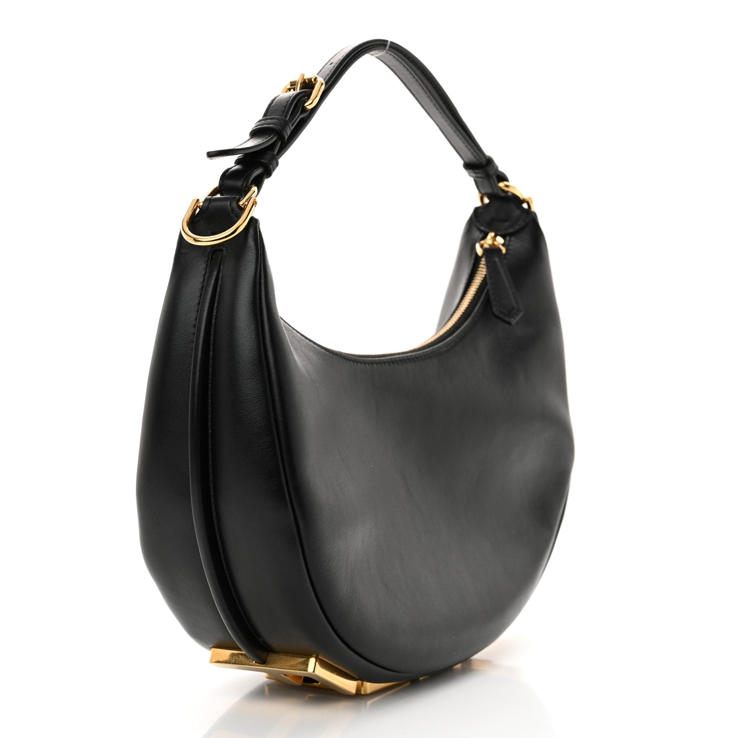Vitello Grace Matte Small Fendigraphy Hobo Bag Black
