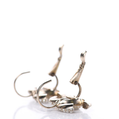 Chanel Crystal Pearl CC Dangle Earrings Gold 3 of 6