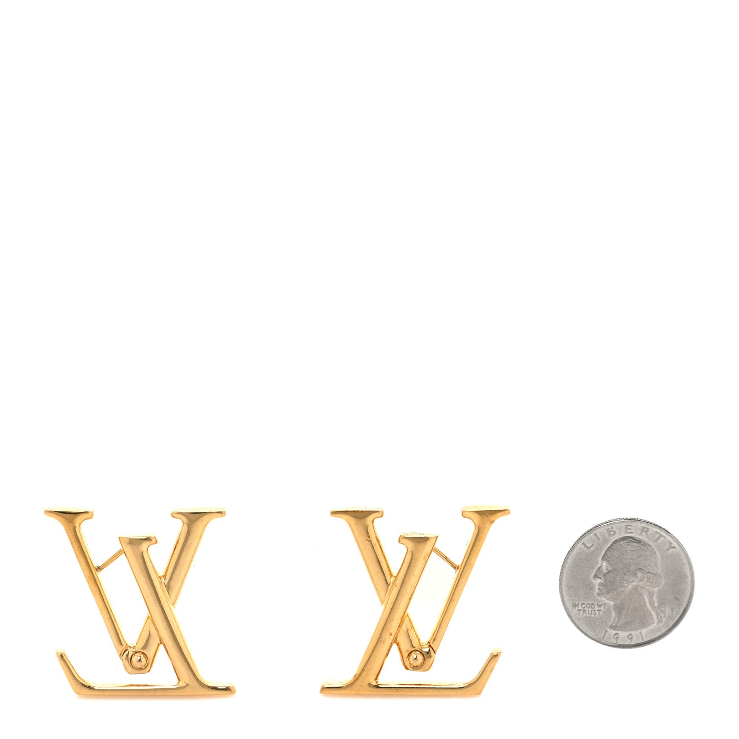Metal Macro LV Earrings Gold