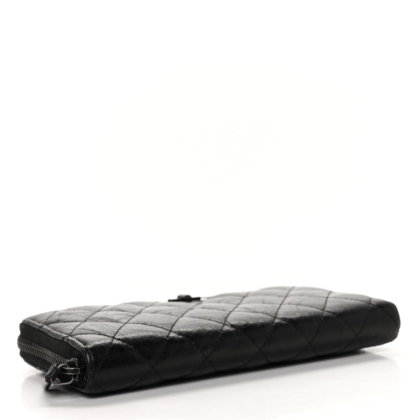 Aged Calfskin Quilted Reissue Large Gusset Zip Around Wallet So Black