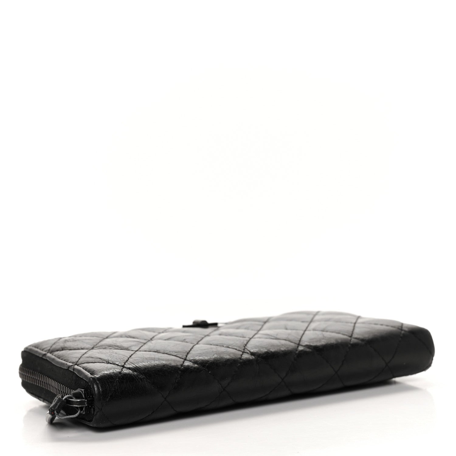 Chanel Aged Calfskin Quilted Reissue Large Gusset Zip Around Wallet So Black 4 of 10