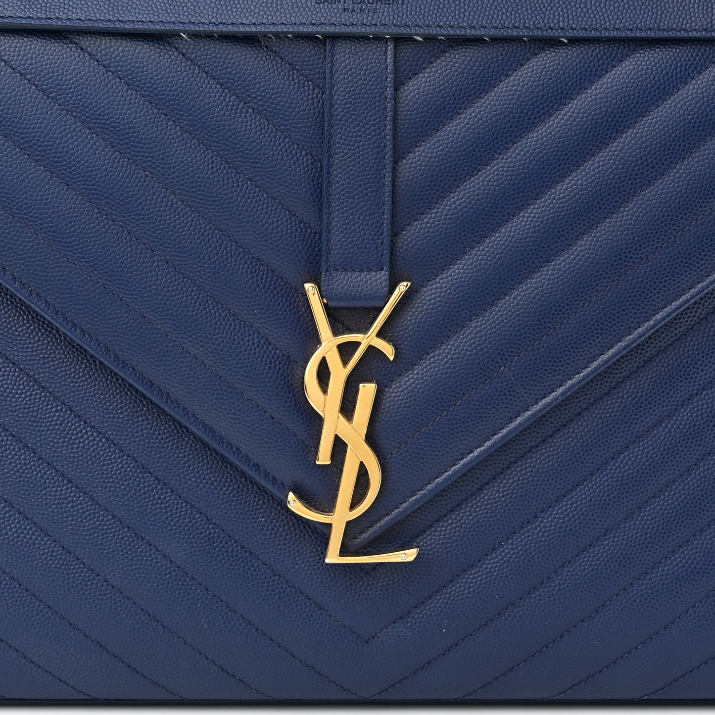 Grain De Poudre Matelasse Chevron Large Monogram Satchel Navy Blue