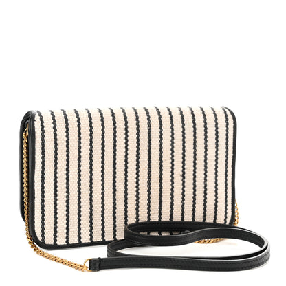 Saint Laurent Canvas Striped Phone Holder Crossbody Beige Black 3 of 11