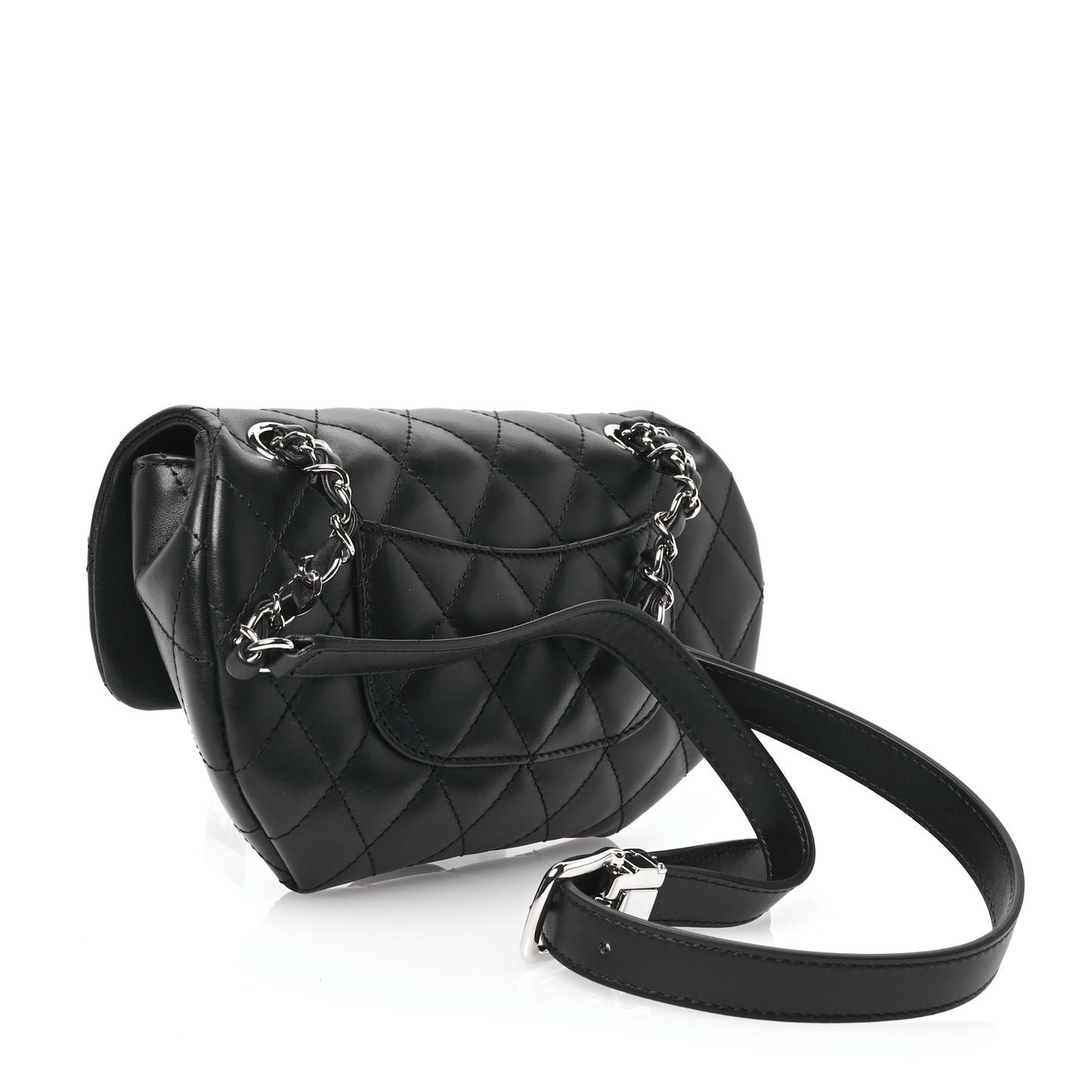 Calfskin Quilted CC Uniform Flap Belt Bag Black