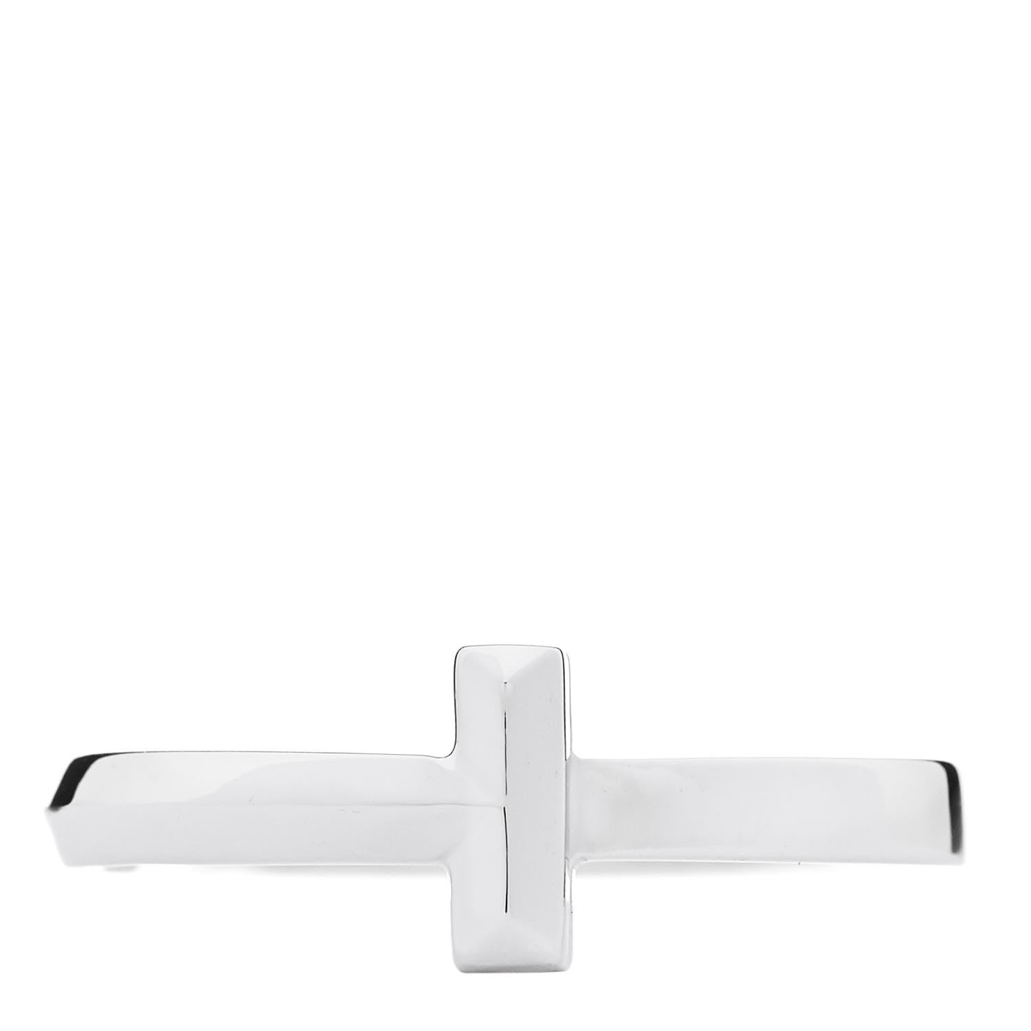 Tiffany 18K White Gold 2.5mm T T1 Ring 53 6.5 1 of 4