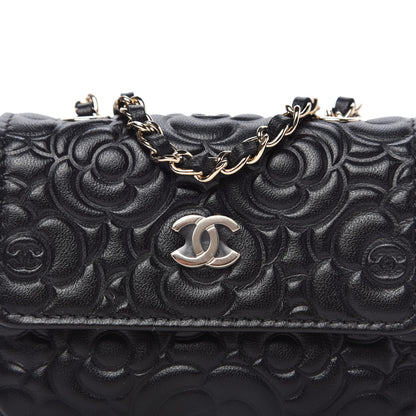 Chanel Lambskin Camellia Embossed Chain Belt Bag Black 9 of 11