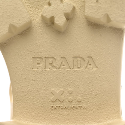 Prada Foam Rubber Metal Triangle Logo Monolith 55mm Cage Sandals 40 Quarzo 7 of 13