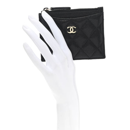 Chanel Caviar Quilted CC Zip Card Holder Black 2 of 8