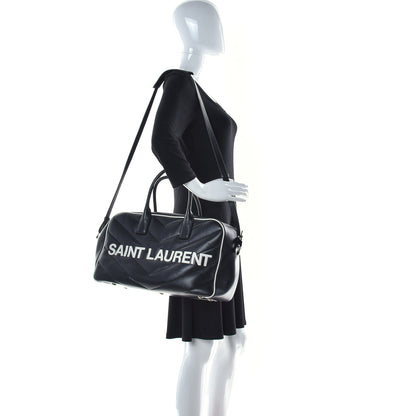 Saint Laurent Calfskin Miles Logo Bowler Duffel Bag Black 2 of 15