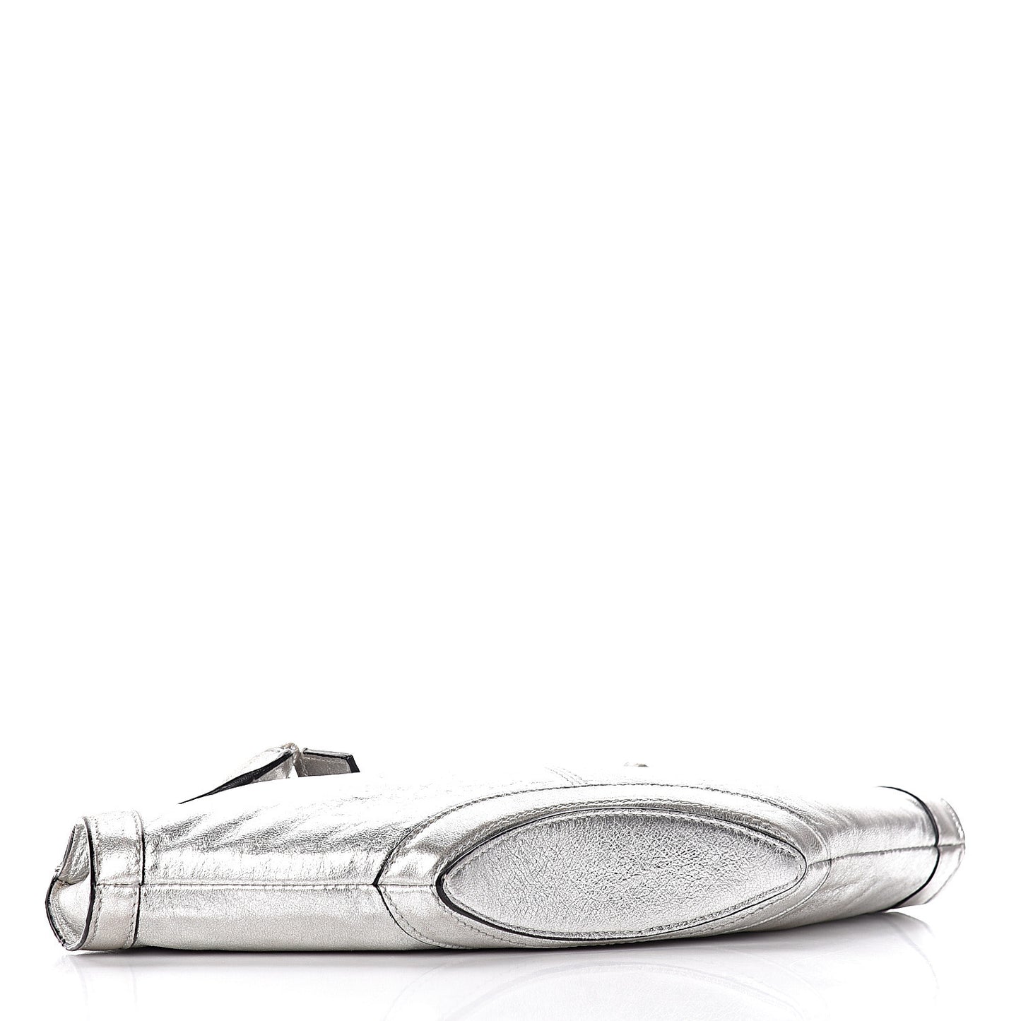 Metallic Lambskin De Manta Clutch Silver