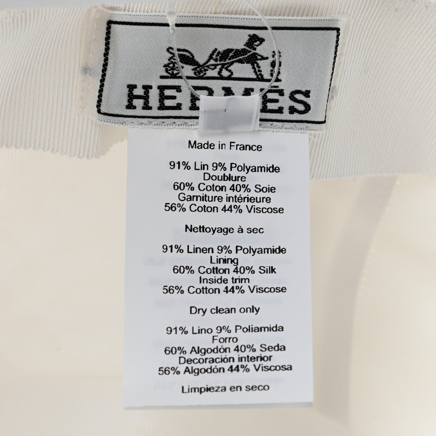 Hermes Linen Colette Hat 57 Warm White 9 of 10