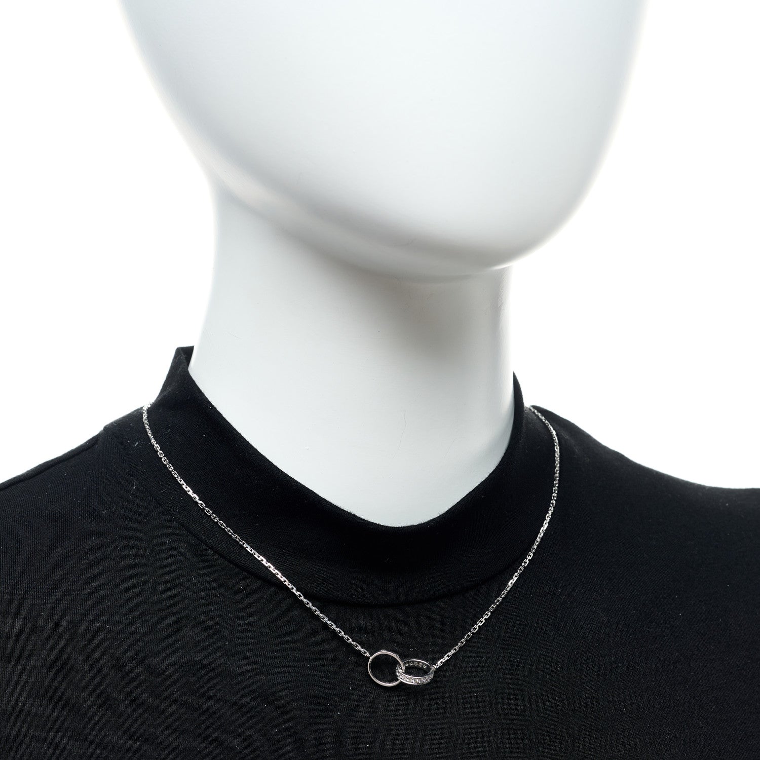 Cartier 18K White Gold Diamond Interlocking LOVE Necklace 2 of 7
