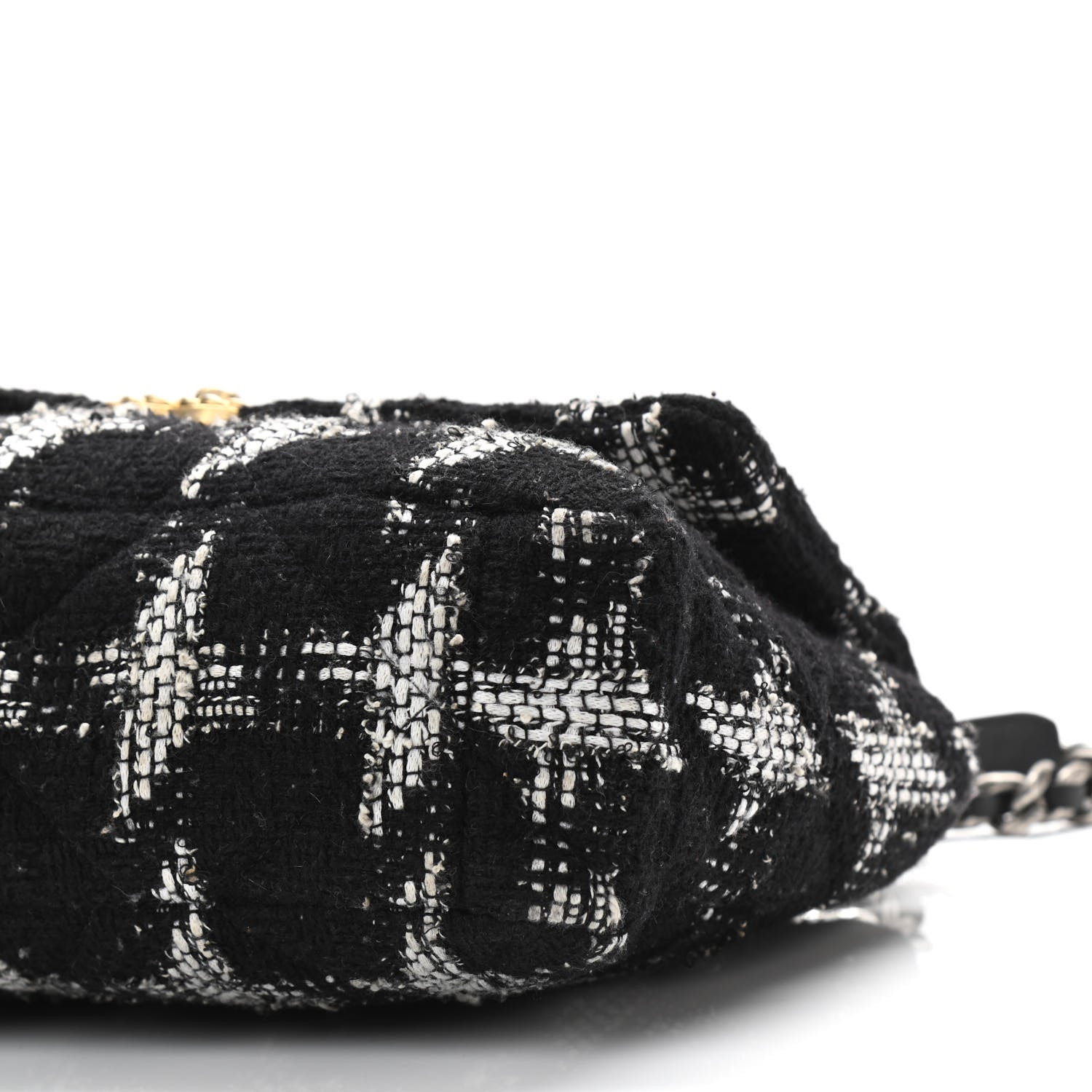 Chanel Tweed Quilted Large Chanel 19 Flap Black White 10 of 10