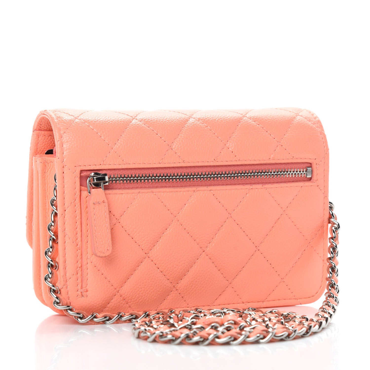 Chanel Caviar Quilted Mini Wallet On Chain WOC Coral 3 of 10
