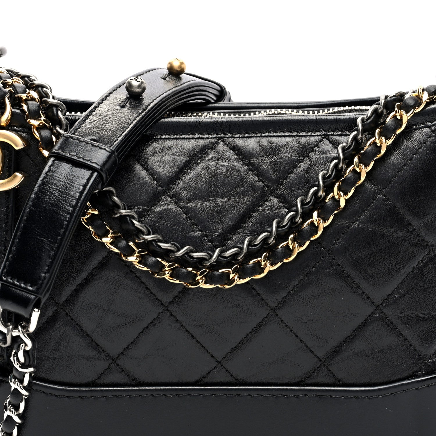 Chanel Aged Calfskin Quilted Small Gabrielle Hobo Black 8 of 10