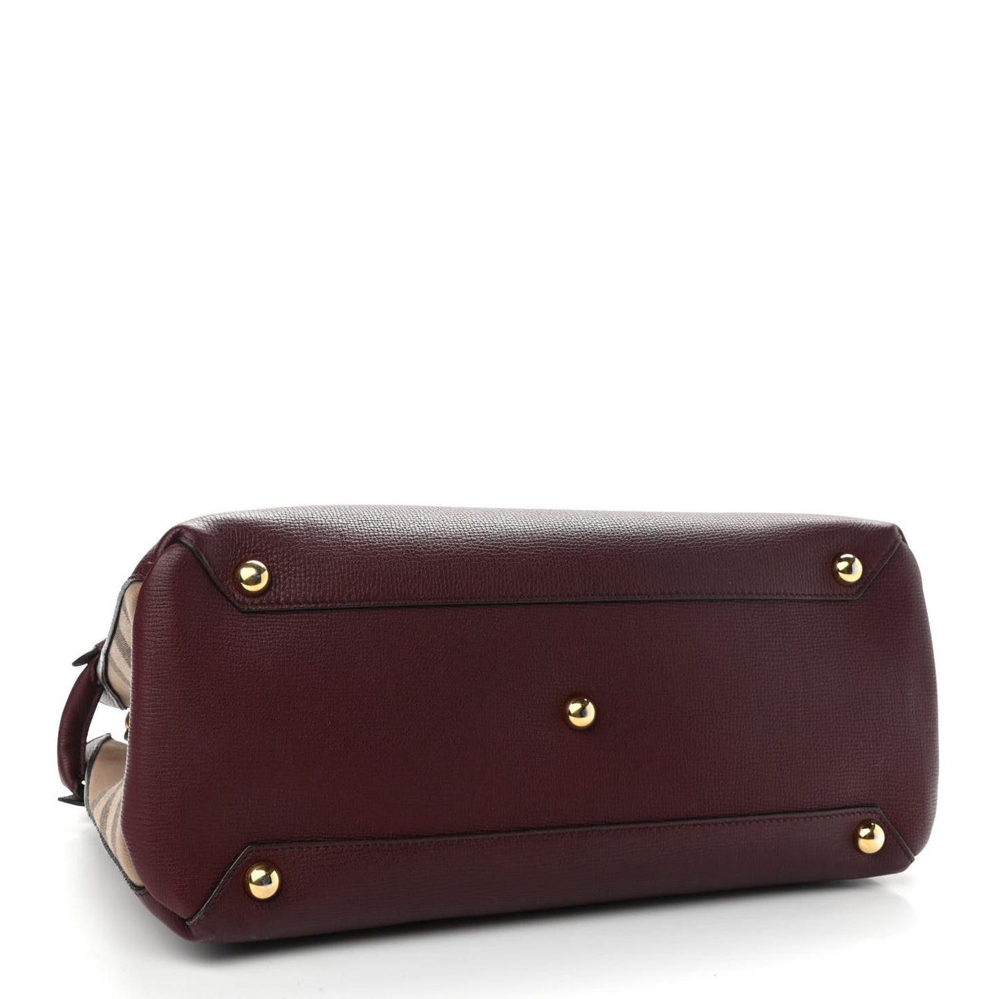 Grainy Calfskin House Check Medium Banner Tote Mahogany Red