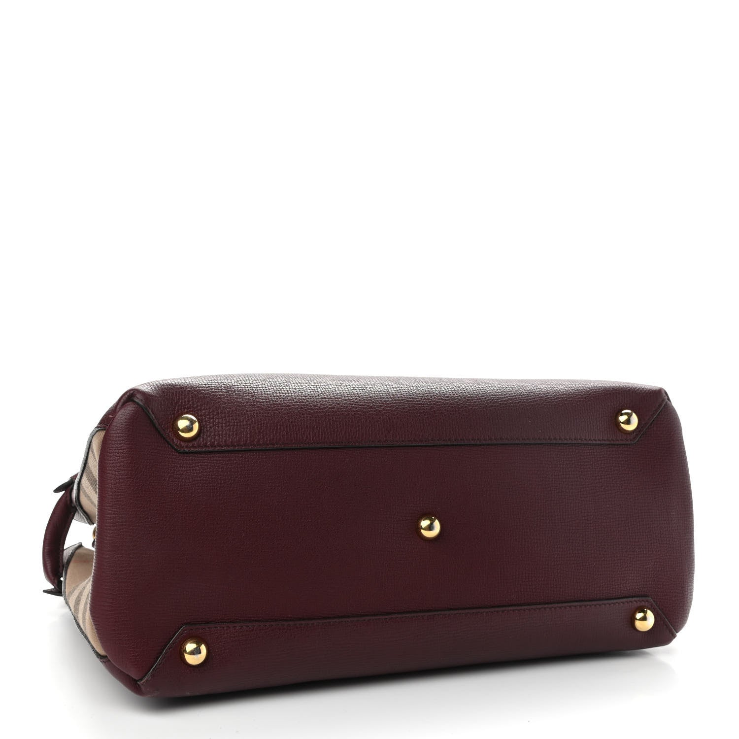Burberry Grainy Calfskin House Check Medium Banner Tote Mahogany Red 4 of 10