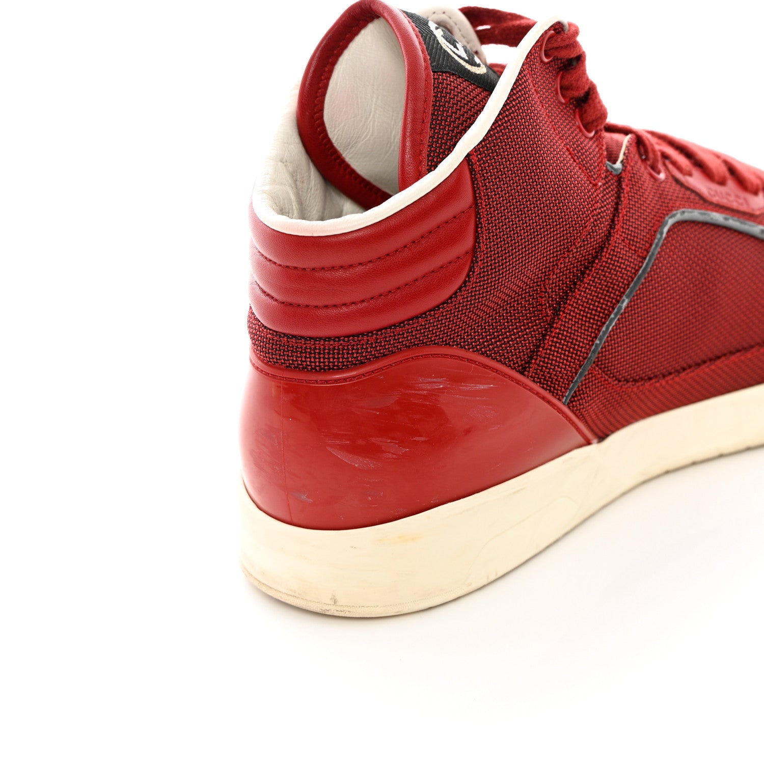 Gucci Baling Fabric Nappa Moorea Interlocking G Mens High Top Sneakers 9.5 Rosso Griggio 11 of 15