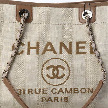 Chanel Mixed Fibers Calfskin Striped Small Deauville Tote Beige 9 of 9