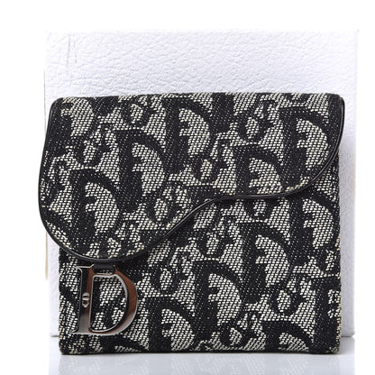 Christian Dior Monogram Compact Saddle Wallet Black 9 of 9