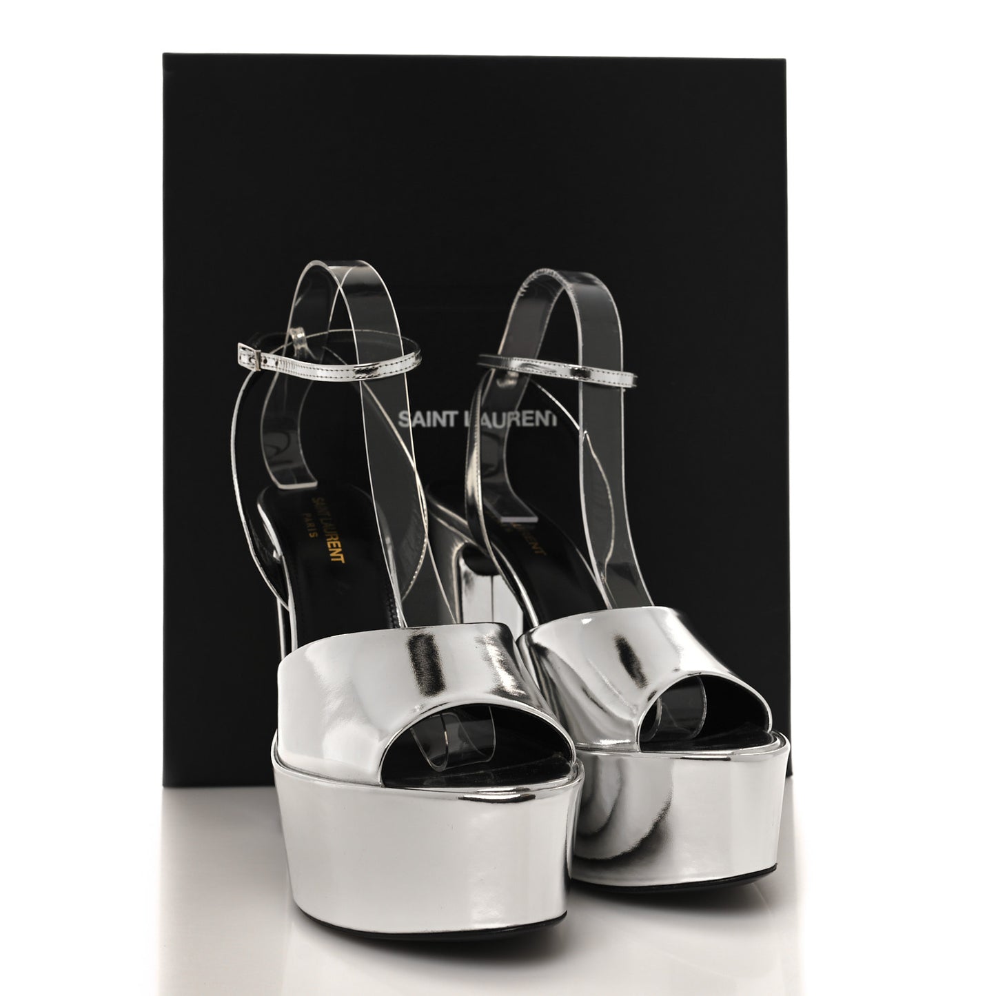 Metallic Patent Jodie 95 Platform Sandals 39 Silver