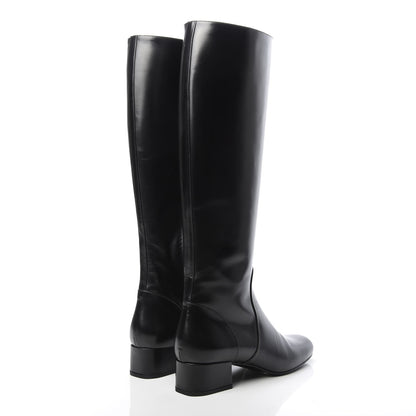 Saint Laurent Calfskin Knee High Boots 38 Black 4 of 10