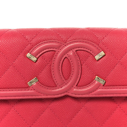 Chanel Caviar Quilted Large Filigree Gusset Flap Wallet Pink 9 of 9