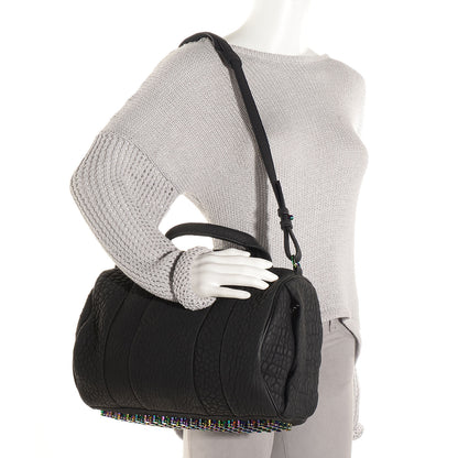 Alexander Wang Pebbled Lambskin Rocco Duffel Matte Black w Iridescent Hardware 2 of 7
