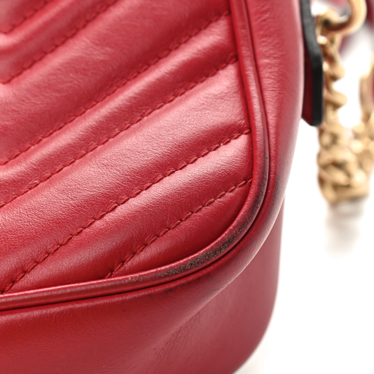 Gucci Calfskin Matelasse Small GG Marmont Chain Shoulder Bag Hibiscus Red 12 of 13