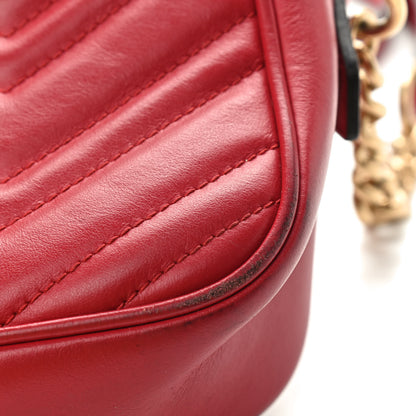 Gucci Calfskin Matelasse Small GG Marmont Chain Shoulder Bag Hibiscus Red 12 of 13