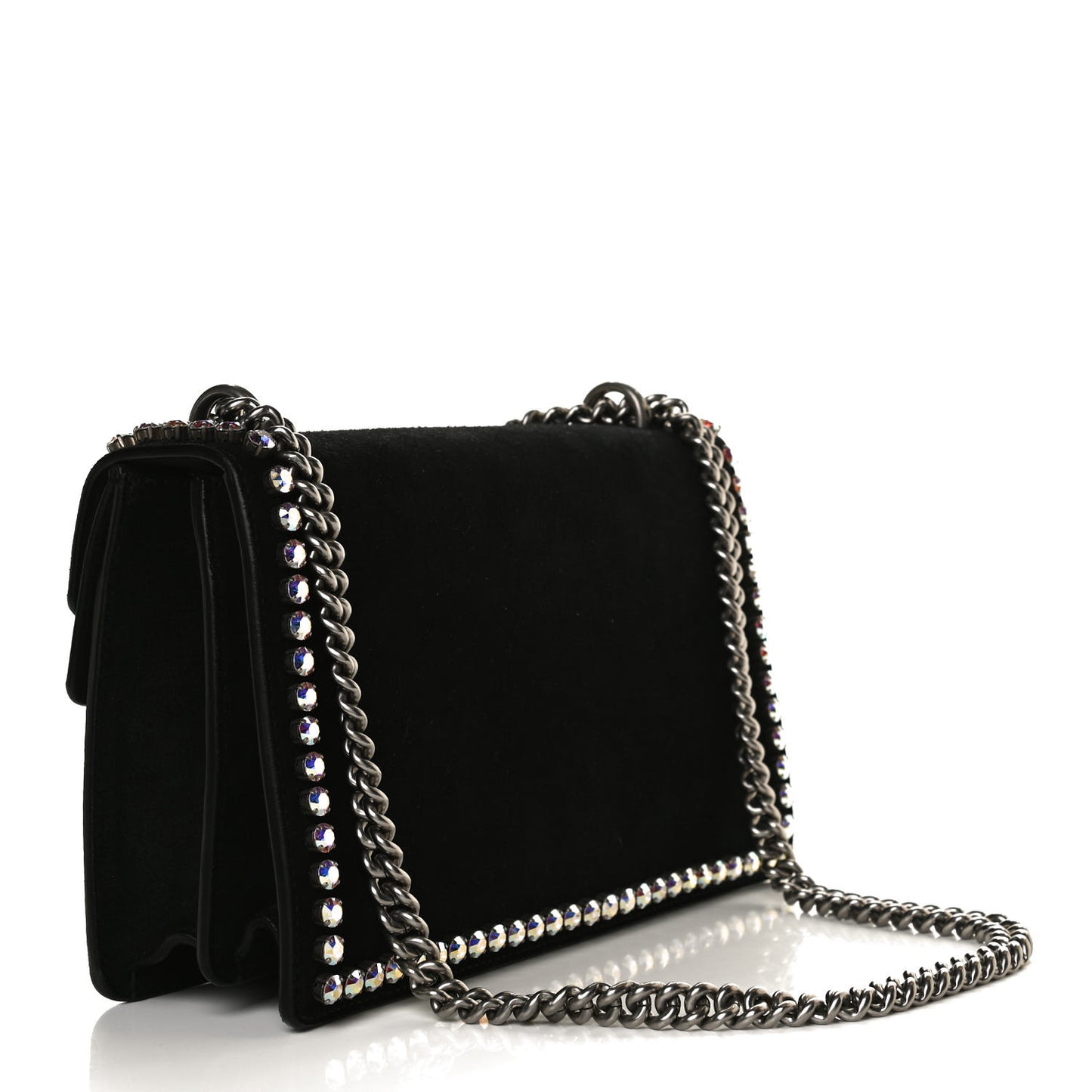 Suede Crystal Small Dionysus Shoulder Bag Black