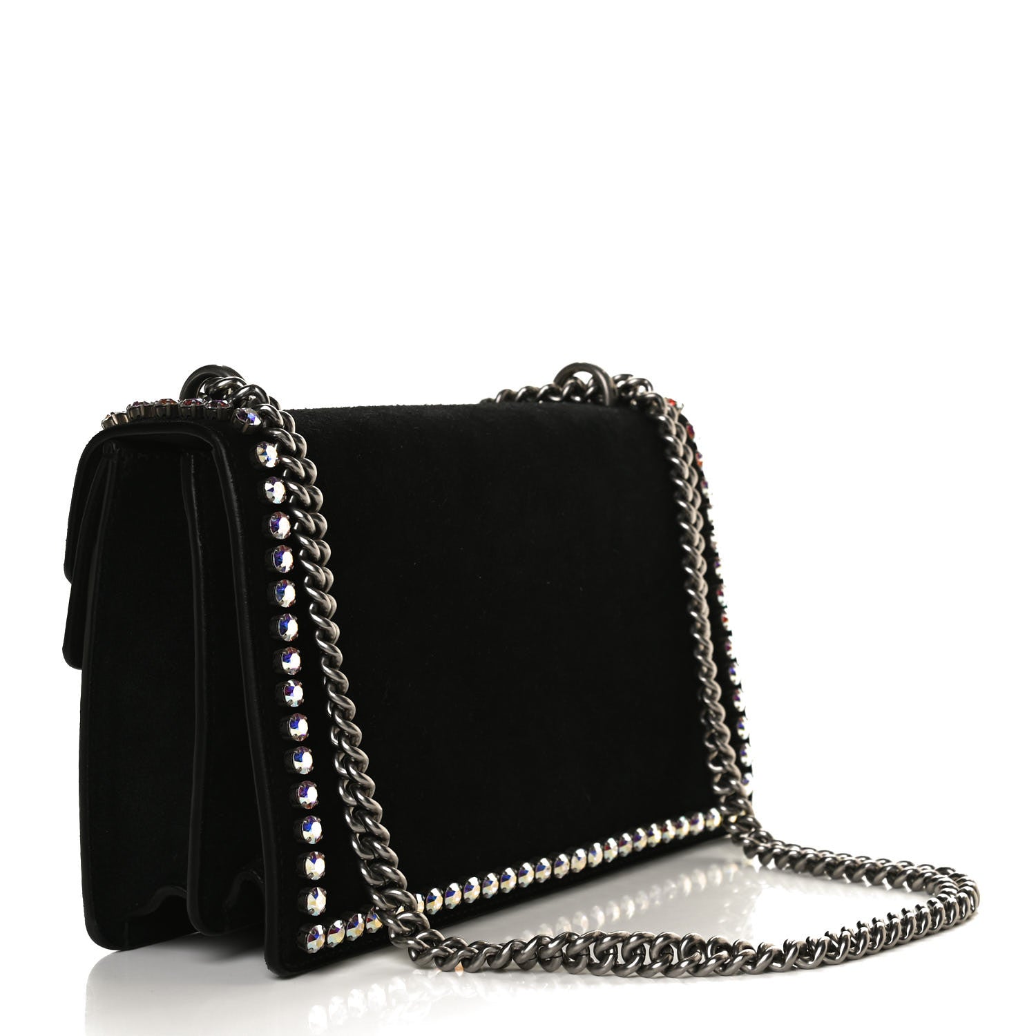 Gucci Suede Crystal Small Dionysus Shoulder Bag Black 3 of 14
