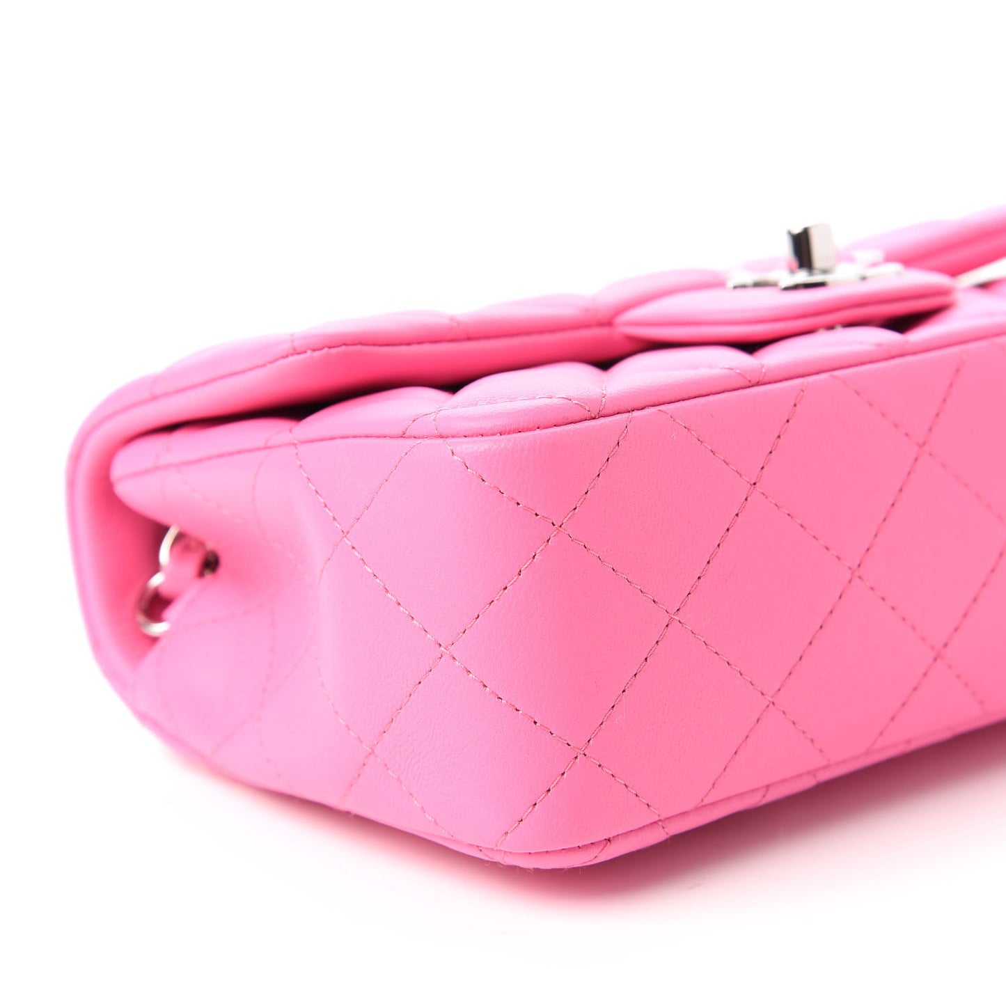 Lambskin Quilted Mini Rectangular Flap Neon Pink