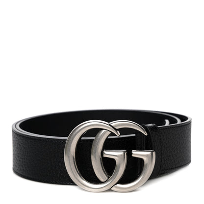 Gucci Textured Dollar Calfskin Nickel Double G 40mm Belt 95 38 Black 1 of 5
