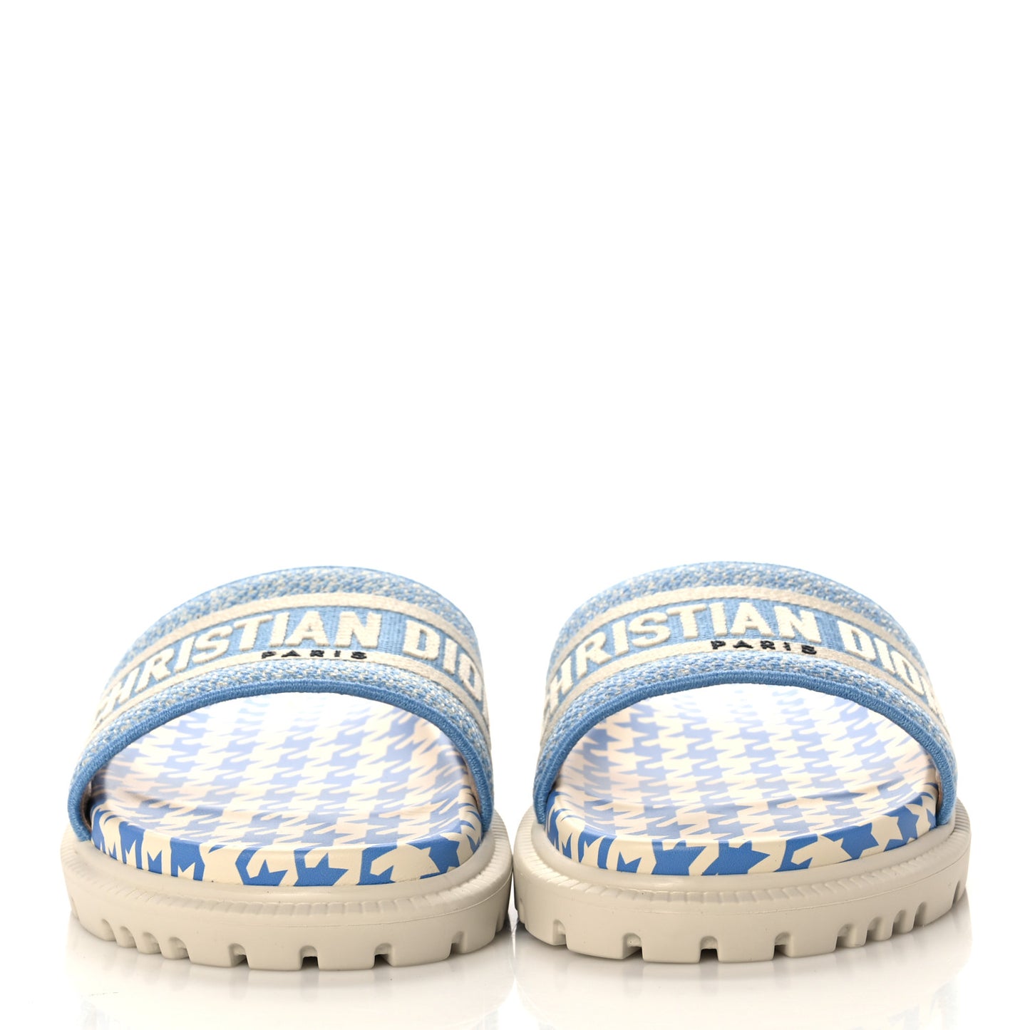 Micro PDP Cotton Houndstooth Embroidered Dway 10mm Slide Sandals 39.5 Cornflower
