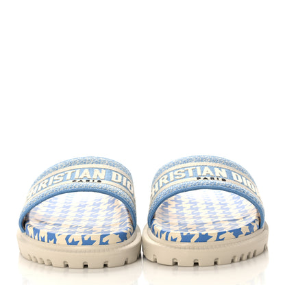 Christian Dior Micro PDP Cotton Houndstooth Embroidered Dway 10mm Slide Sandals 39.5 Cornflower 2 of 9