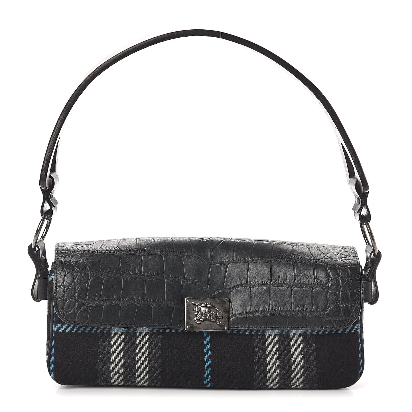 Alligator Tweed Shoulder Bag Black