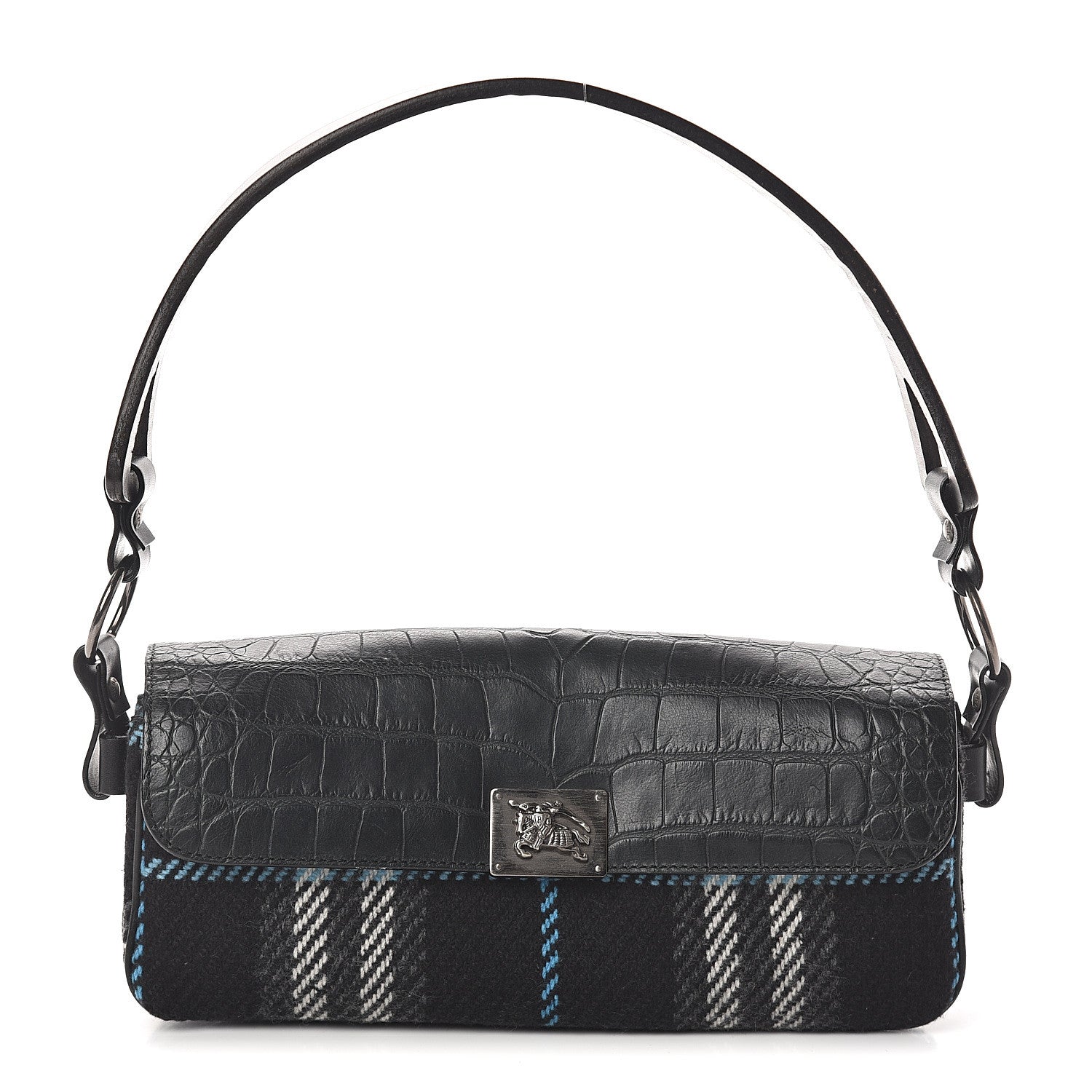 Burberry Alligator Tweed Shoulder Bag Black 1 of 7