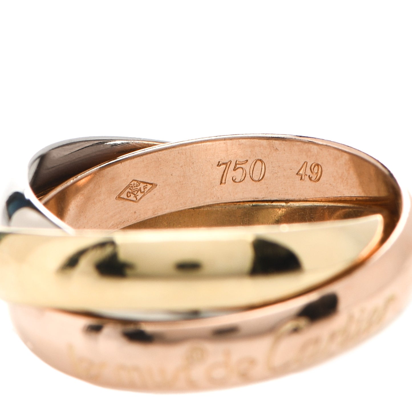 18K Pink Yellow White Gold Classic Les Must De Cartier Trinity Ring 49 4.75