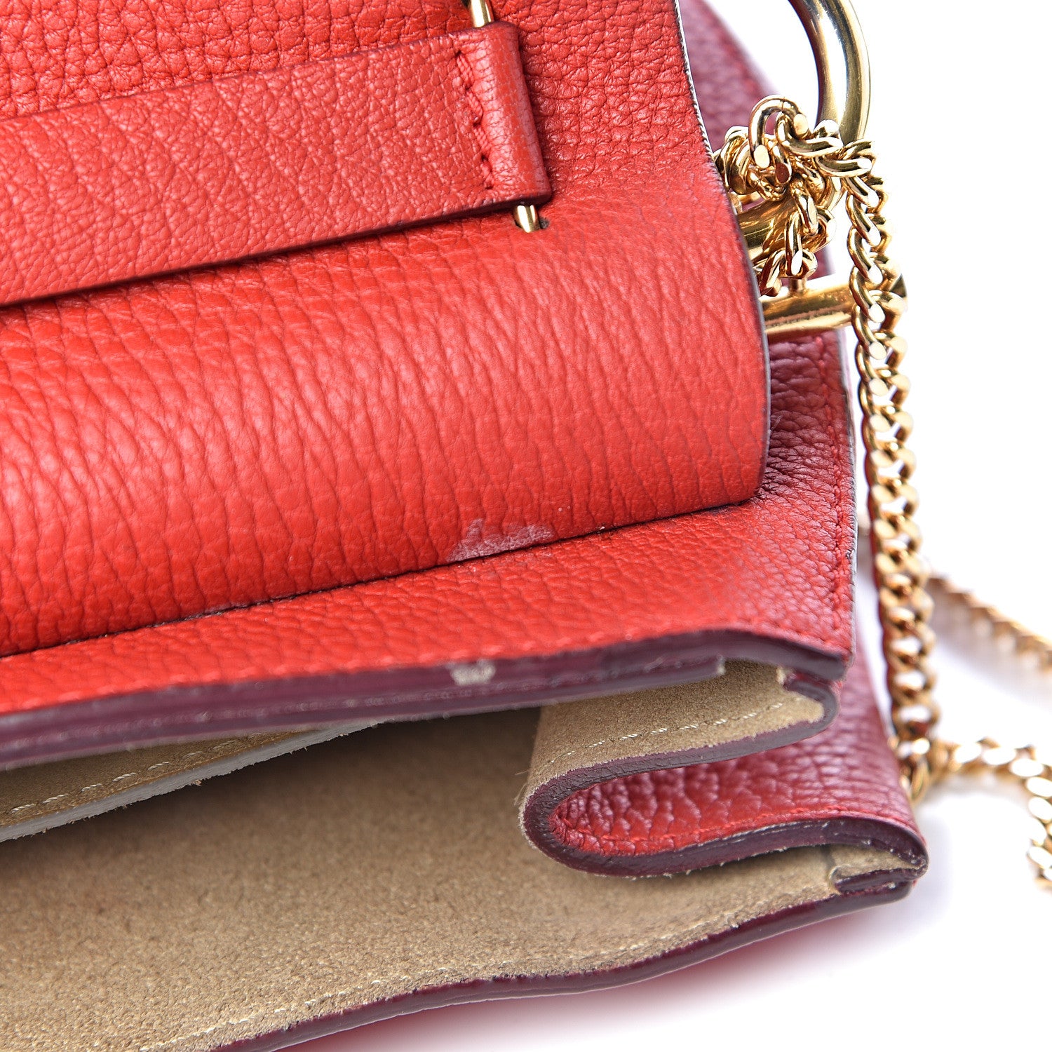 Chloe Grained Lambskin Drew Shoulder Bag Plaid Red 9 of 18