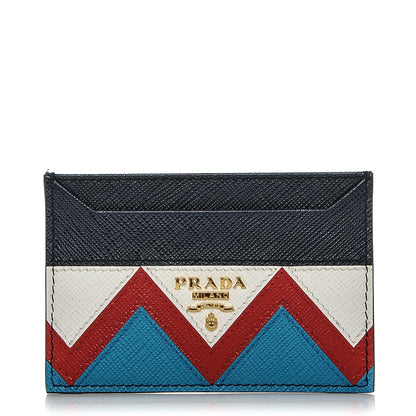 Prada Saffiano Greche Card Holder Baltico Rosso 1 of 6