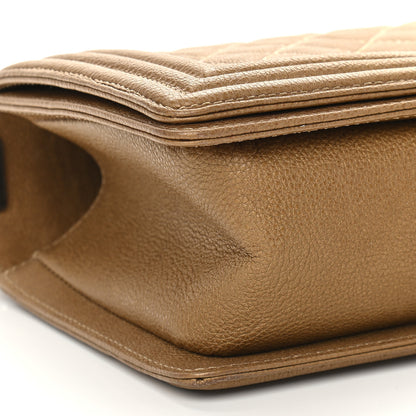 Chanel Caviar Quilted Medium Boy Flap Dark Beige 8 of 9