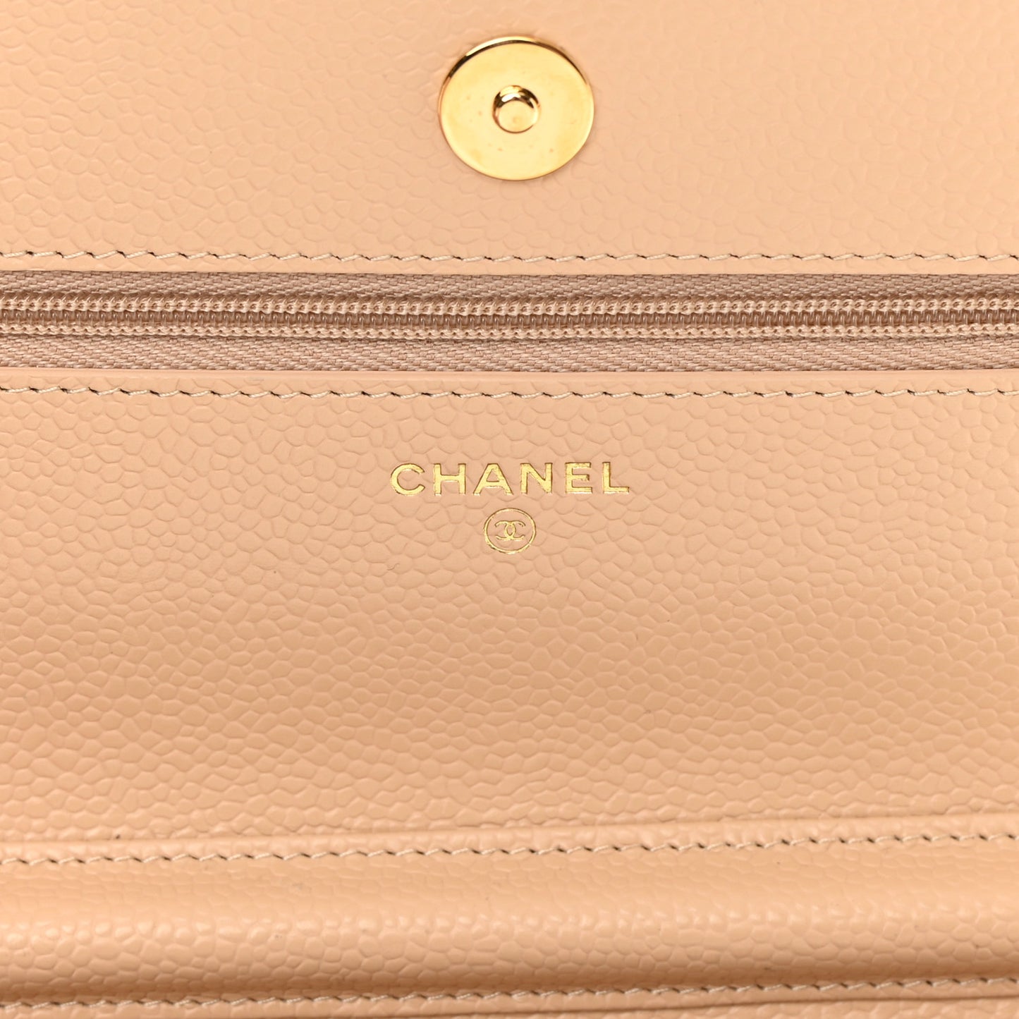 Caviar Quilted Wallet On Chain WOC Beige