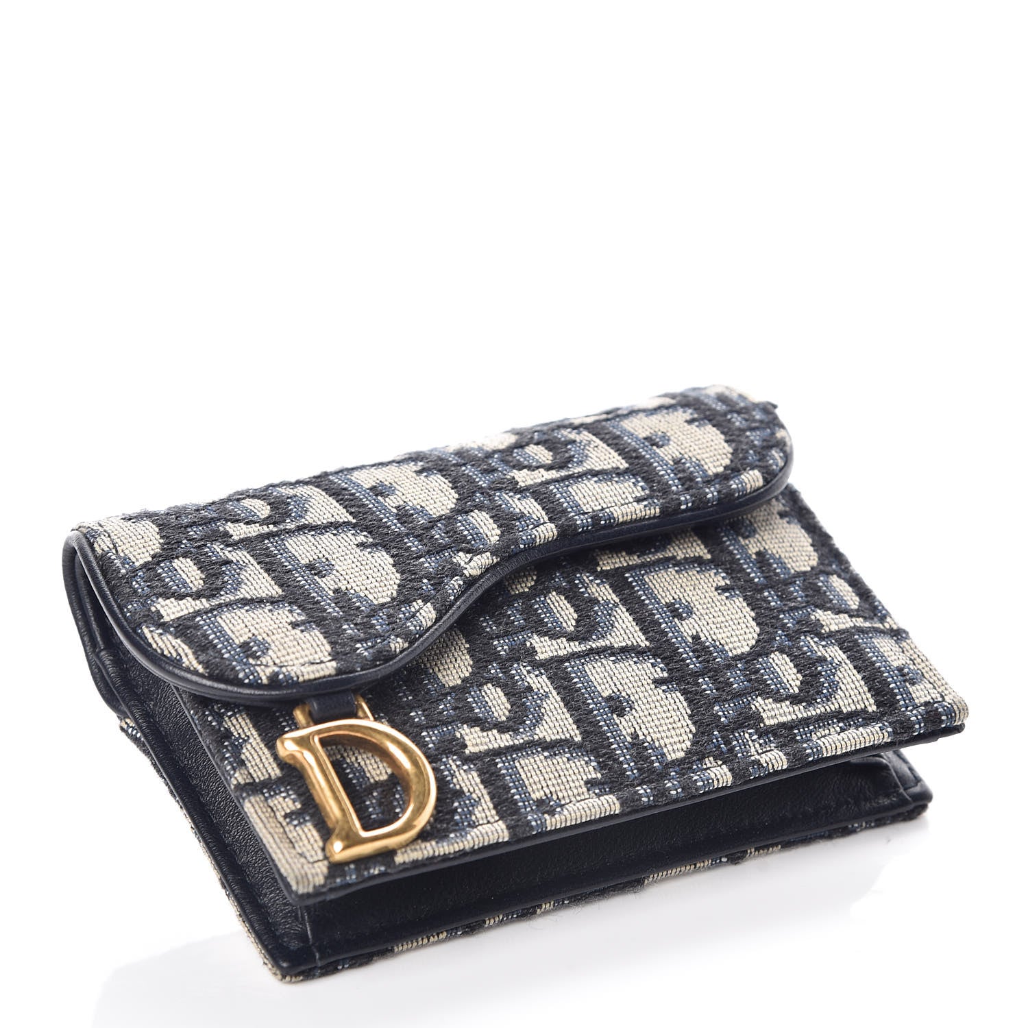 Christian Dior Oblique Saddle Card Holder Blue 4 of 8